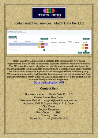 contact matching services | Match Data Pro LLC