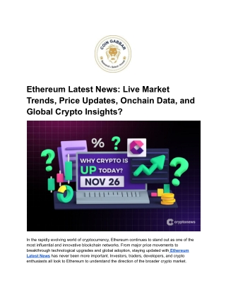 Ethereum Latest News: Live Market Trends, Price Updates