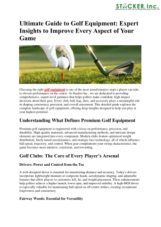 Ultimate Guide to Golf Equipment - Expert Insights to Improve Every Aspect of Your Game