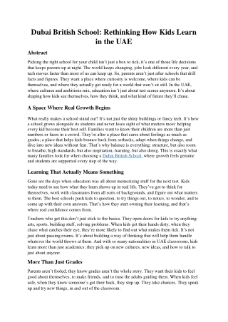 Dubai British School: Rethinking How Kids Learn in the UAE