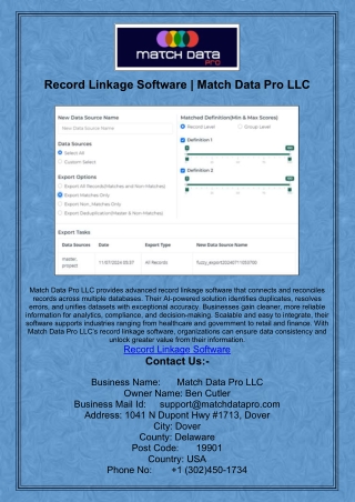 Record Linkage Software | Match Data Pro LLC