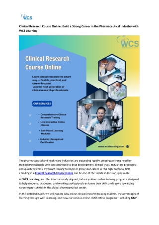 Clinical Research Course Online