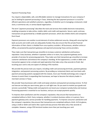 Payment Processing Texas