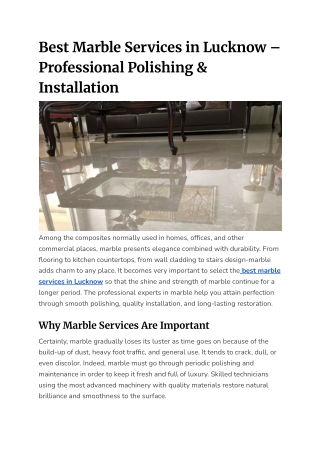 Best Marble Services in Lucknow – Professional Polishing & Installation