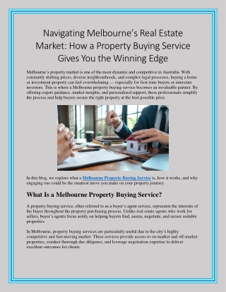 Navigating Melbournes Real Estate Market How a Property Buying Service Gives You the Winning Edge
