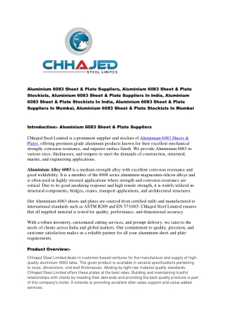 Aluminium 6083 Sheet