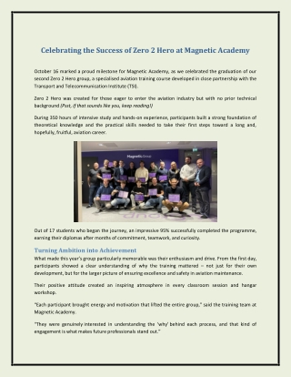 Celebrating the Success of Zero 2 Hero at Magnetic Academy
