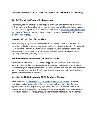 Trusted Commercial CCTV Camera Suppliers in Chennai for 24_7 Security