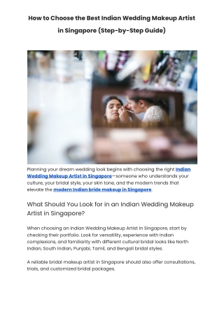 How to Choose the Best Indian Wedding Makeup Artist in Singapore (Step-by-Step G