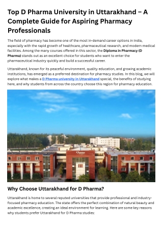 D Pharma University in Uttarakhand