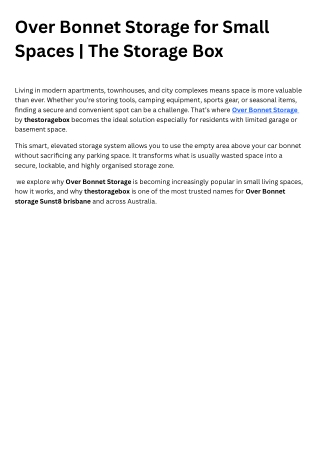 Over Bonnet Storage for Small Spaces  The Storage Box