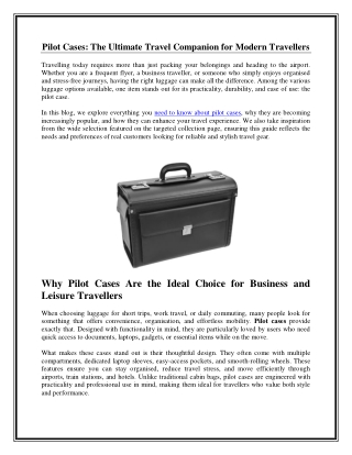 Pilot Cases The Ultimate Travel Companion for Modern Travellers