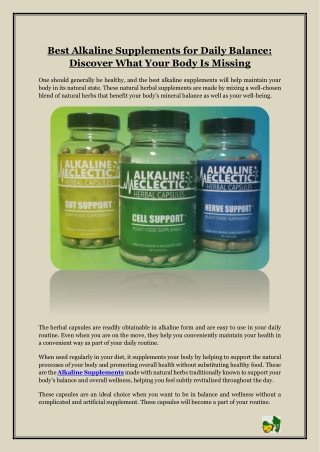 Best Alkaline Supplements for Daily Balance- Discover What Your Body Is Missing