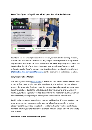 Keep Your Tyres in Top Shape with Expert Rotation Techniques