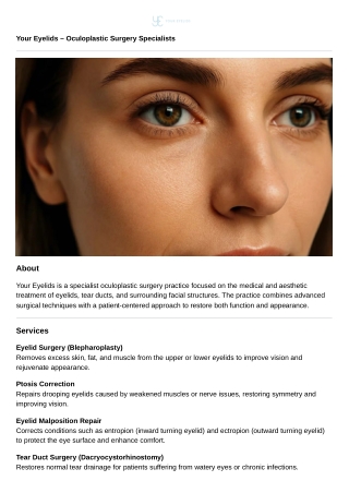 Your Eyelids – Oculoplastic Surgery Specialists