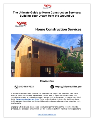 The Ultimate Guide to Home Construction Services: Building Your Dream