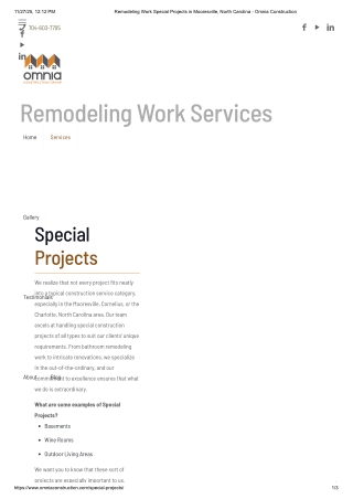 Remodeling Work Special Projects in Mooresville, North Carolina - Omnia Construction