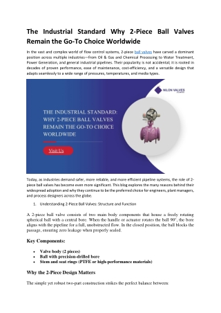 The Industrial Standard Why 2-Piece Ball Valves Remain the Go-To Choice Worldwide