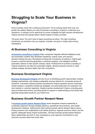 Struggling to Scale Your Business in Virginia