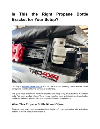 Is This the Right Propane Bottle Bracket for Your Setup