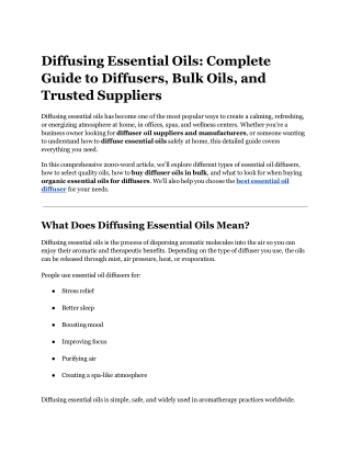 Complete Guide to Diffusers, Bulk Oils, and Trusted Suppliers