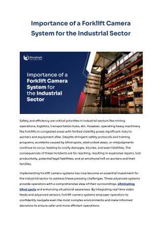 Importance of a Forklift Camera System for Industrial Safety & Productivity – Fu