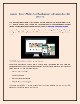 Evenzia – Expert Mobile App Development in Belgium, Based in Brussels