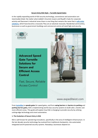 Secure Entry KSA Style – Turnstile Speed Gates