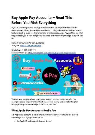 Buy Apple Pay Accounts_ Read This First
