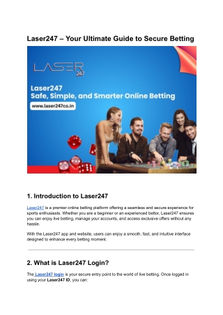 Laser247 – Your Ultimate Guide to Secure Betting