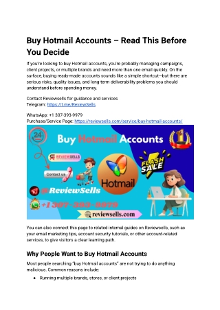Buy Hotmail Accounts – Safe Guide
