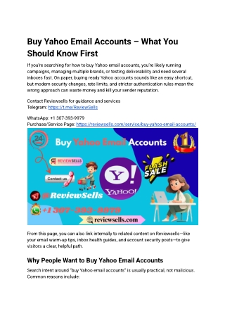 Buy Yahoo Email Accounts – Smart Guide