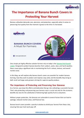 The Importance of Banana Bunch Covers in Protecting Your Harvest