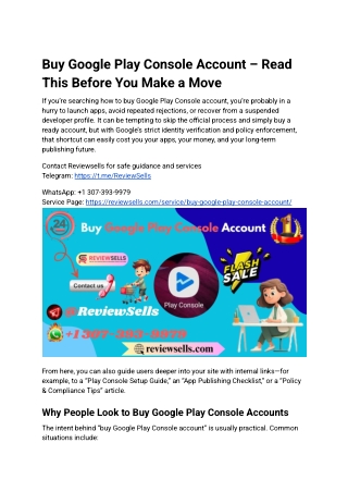 Buy Google Play Console Account Guide
