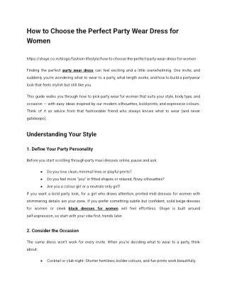 How to Choose the Perfect Party Wear Dress for Women