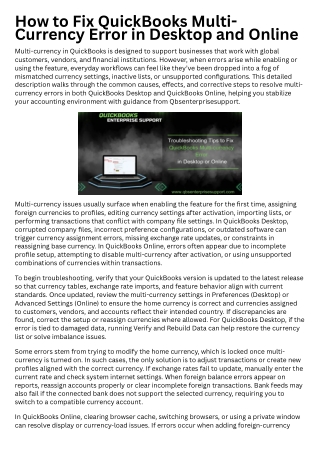 How to Fix QuickBooks Multi-Currency Error in Desktop and Online