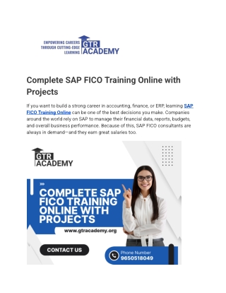 Complete SAP FICO Training Online with Projects