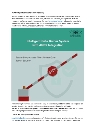 KSA Intelligent Barriers for Smarter Security