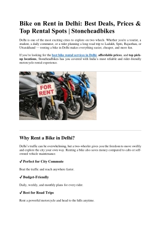 Bike on Rent in Delhi- Best Deals, Prices & Top Rental Spots _ Stoneheadbikes