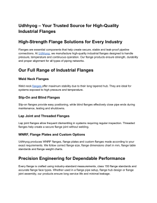 Udhhyog – Your Trusted Source for High-Quality Industrial Flanges