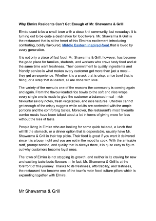 Why Elmira Residents Can’t Get Enough of Mr. Shawarma & Grill