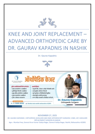 Knee and Joint Replacement – Advanced Orthopedic Care by Dr. Gaurav Kapadnis in Nashik
