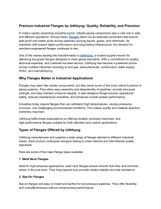 Premium Industrial Flanges by Udhhyog_ Quality, Reliability, and Precision