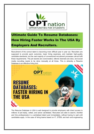 Free Resume Databases -Faster Hiring in the USA