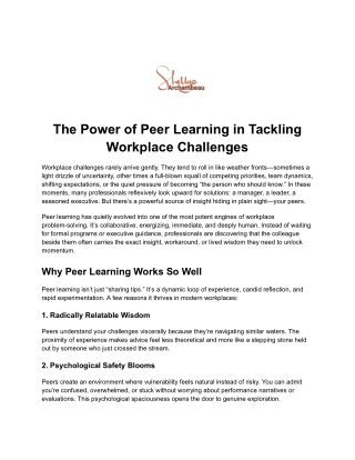 The Power of Peer Learning in Tackling Workplace Challenges