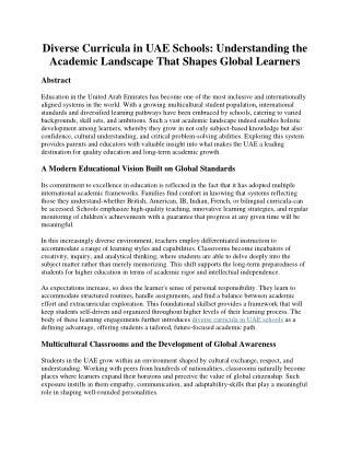 Diverse Curricula in UAE Schools: Understanding the Academic Landscape That Shap
