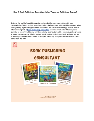 How A Book Publishing Consultant Helps You Avoid Publishing Scams?
