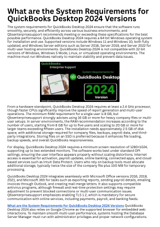 What are the System Requirements for QuickBooks Desktop 2024 Versions