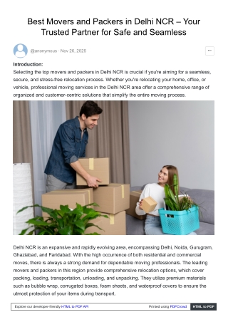 Packers and Movers in Delhi  Offer Good, Fast, and Shifting Services