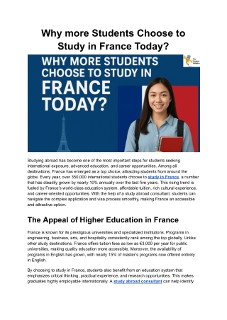 Why more Students Choose to Study in France Today